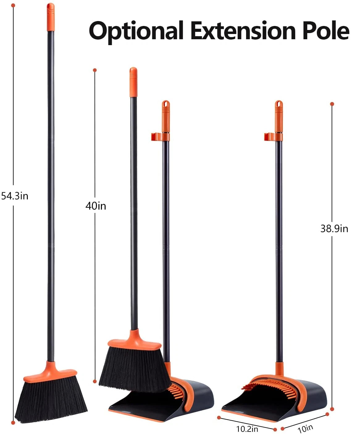 Broom and Dustpan Set for Home, Long Handle Broom with Dustpan Combo Set Dustpan