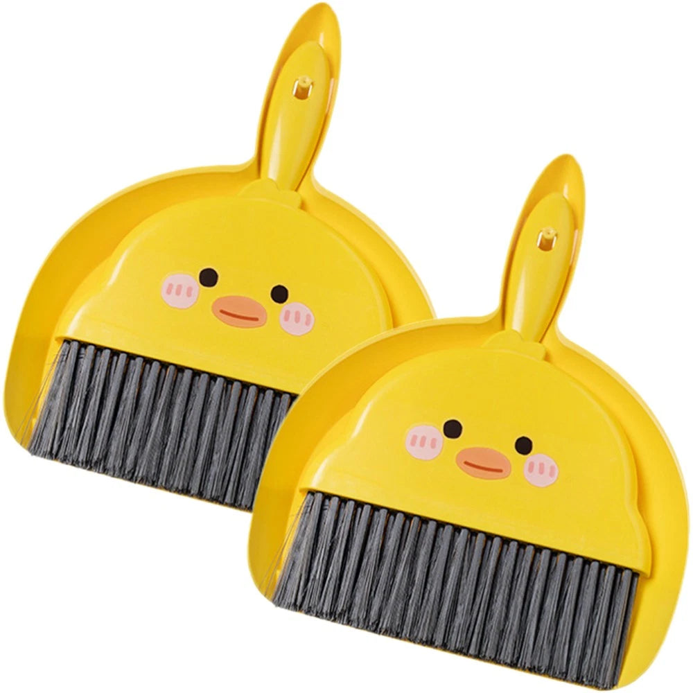2 Sets Mini Broom Kids Sweeping Brush Toy Desktop Pupils Small Dust Pan