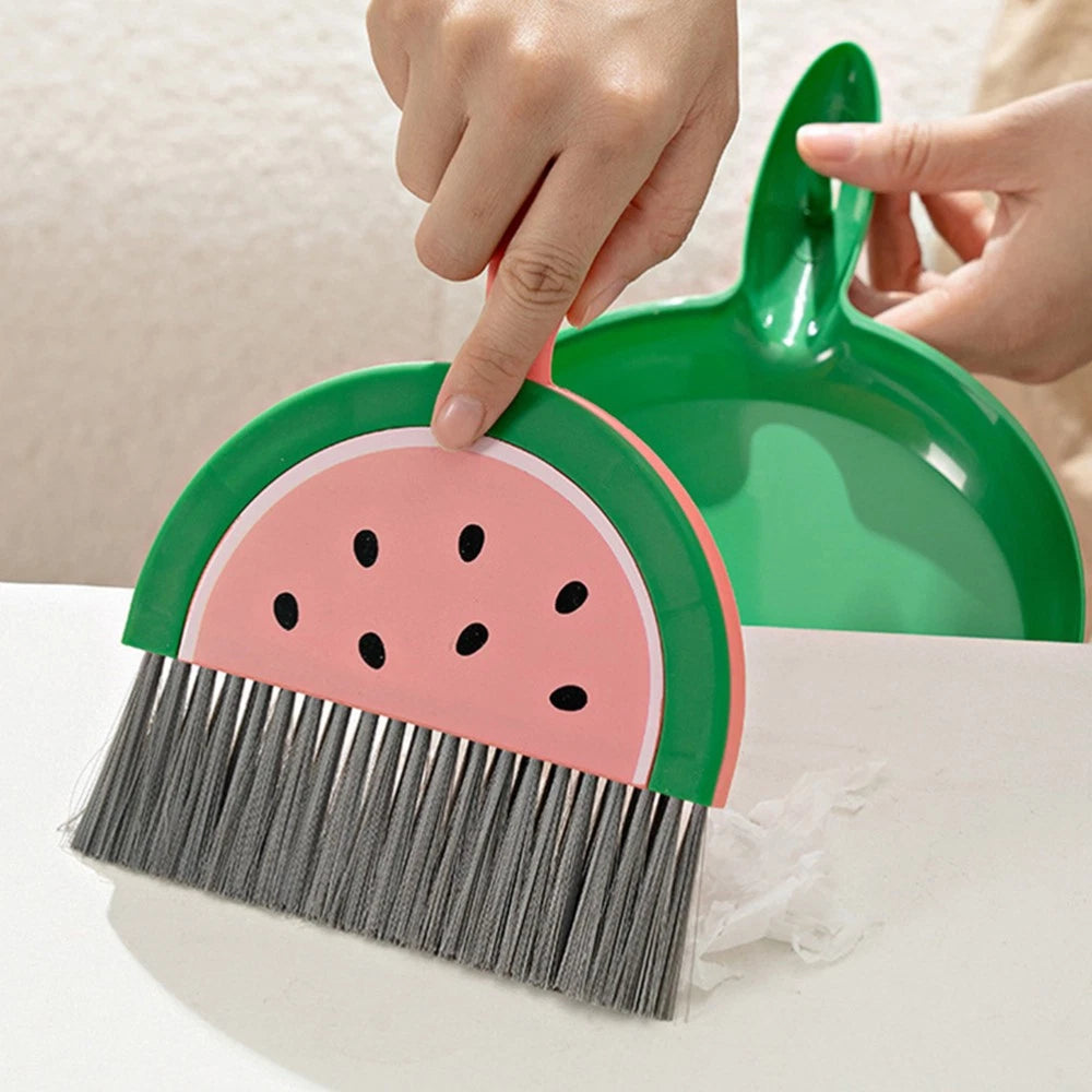 3 Sets Fruit Mini Broom Office Countertop Household Brush Tool Dustpan and