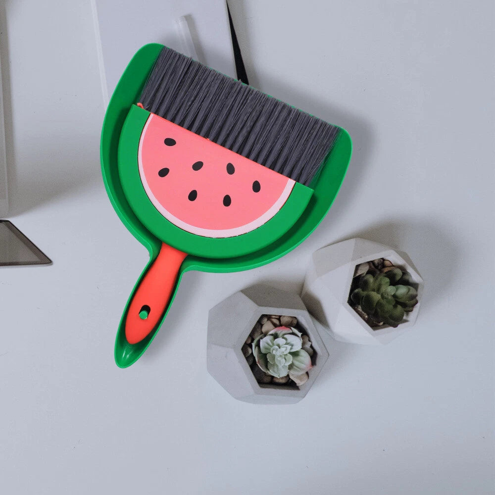 2 Sets Mini Dustpan and Broom Set with Fruit Motif, Small Broom and-
