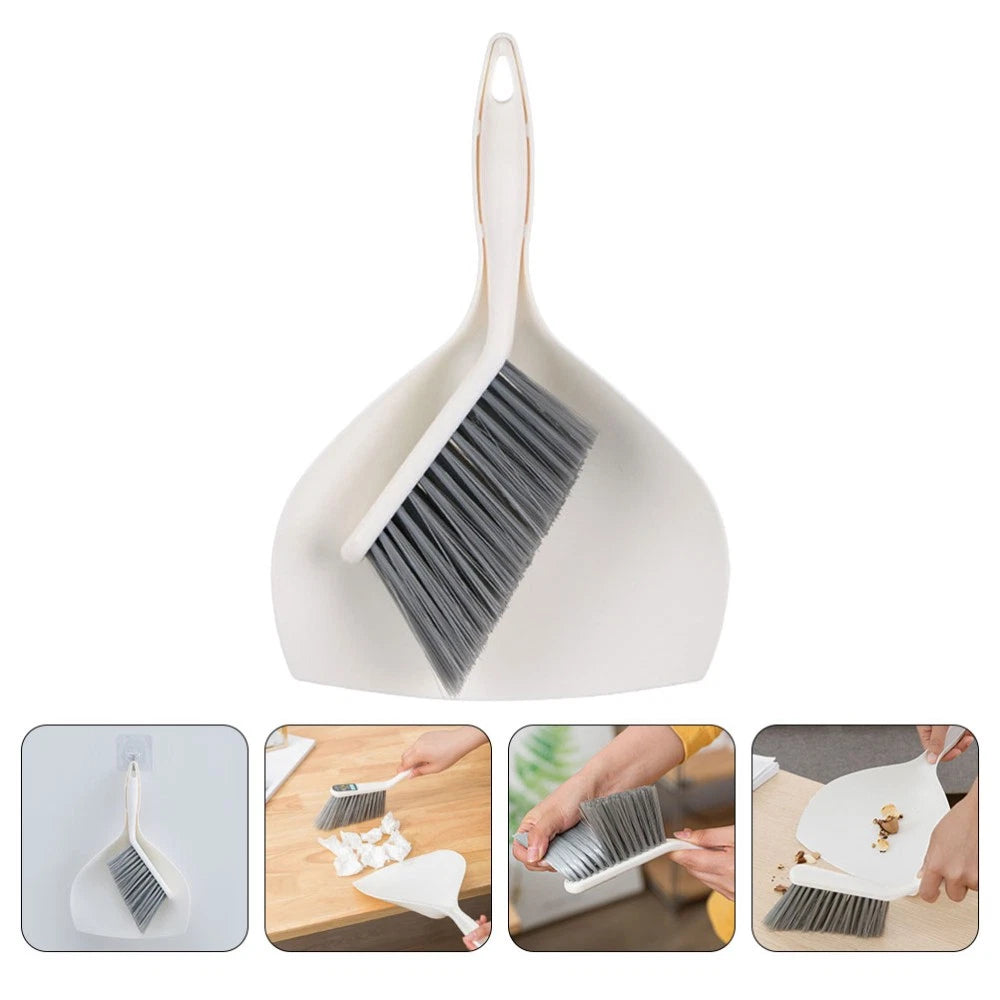 2 Sets Desktop Cleaning Kit Crevice Brushes for Household Broom Dust Pan