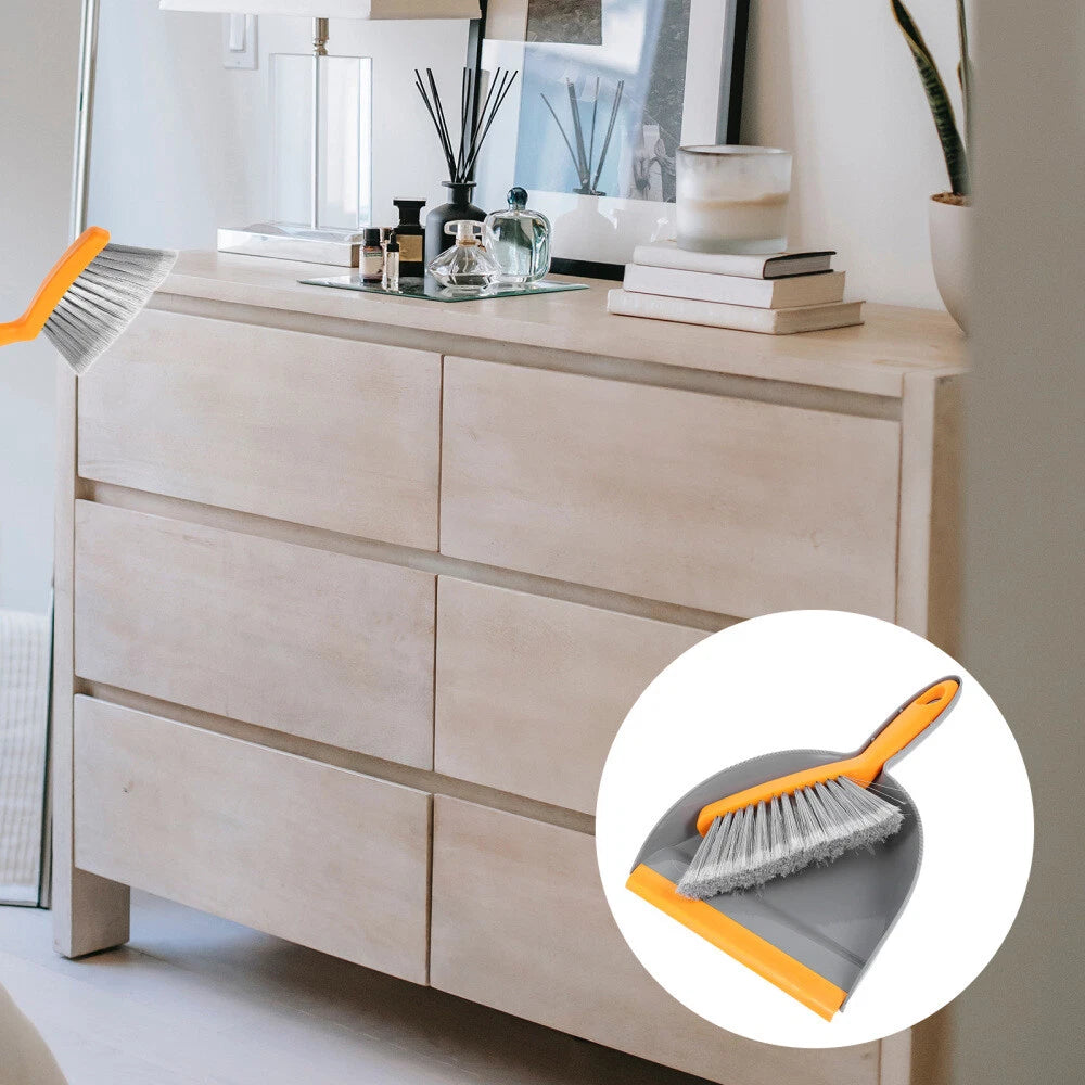 2 Sets Desktop Cleaning Broom Child and Dust Pan Convenient Mini Dustpan