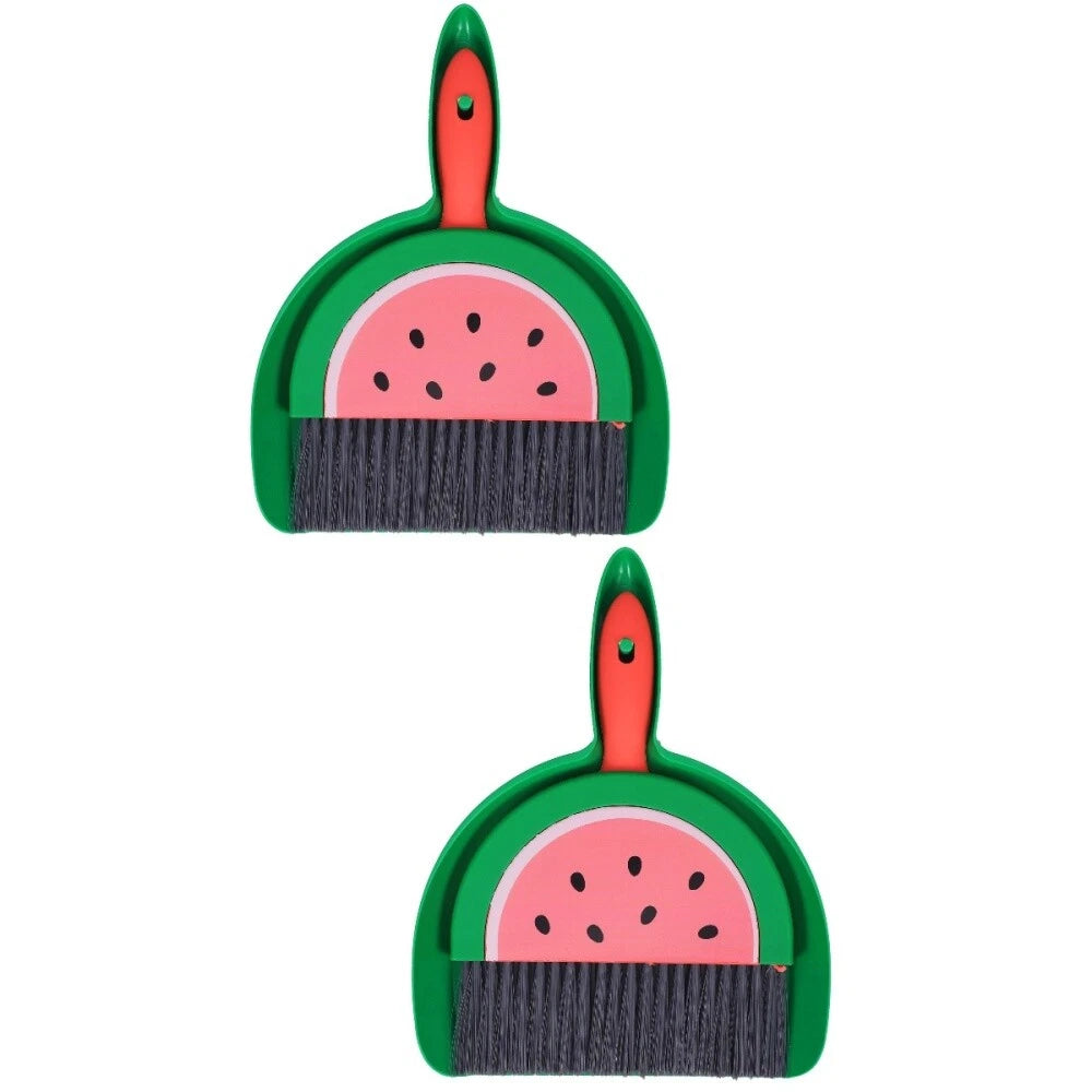 2 Sets Mini Dustpan and Broom Set with Fruit Motif, Small Broom and-