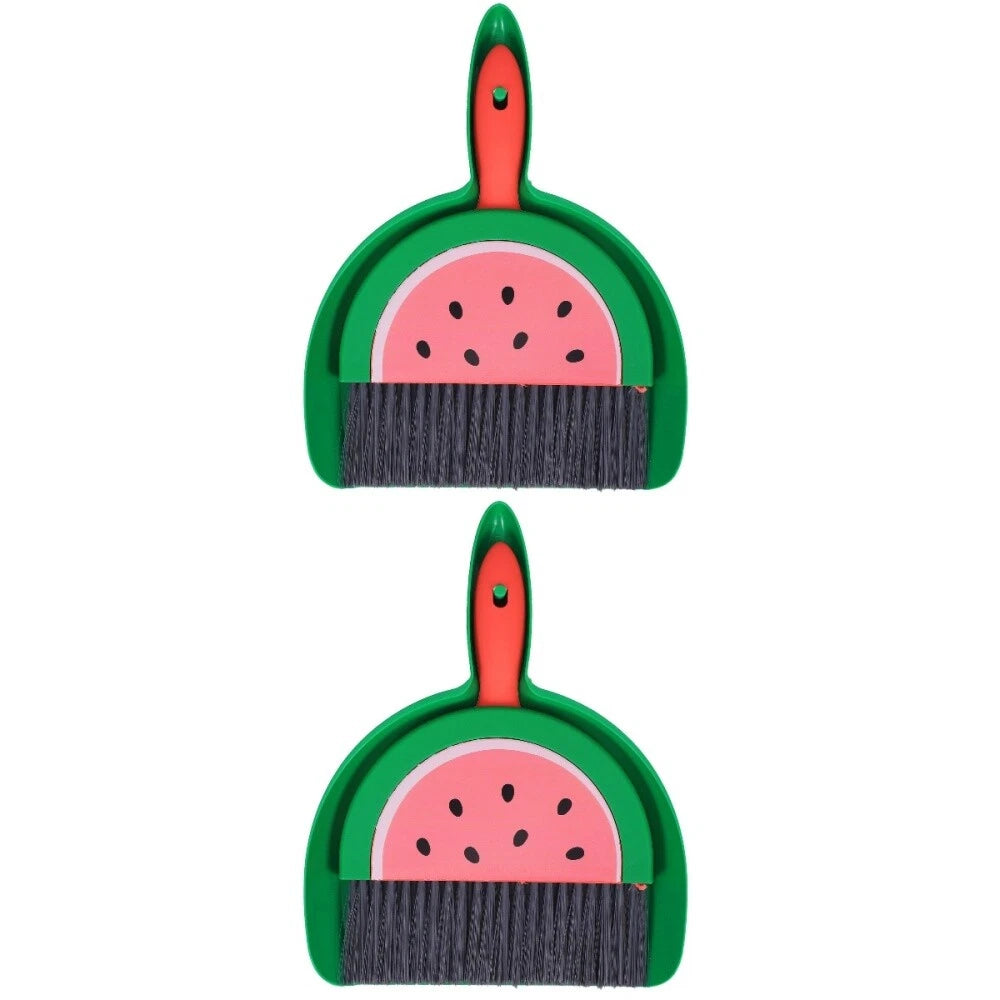 2 Sets Mini Dustpan and Broom Set with Fruit Motif, Small Broom and-
