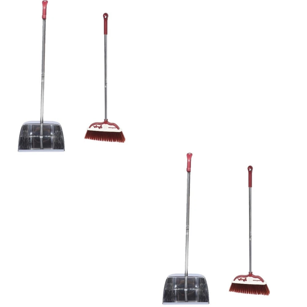 2 Sets Stainless Steel Broom Dustpan and Standing Office Home Household