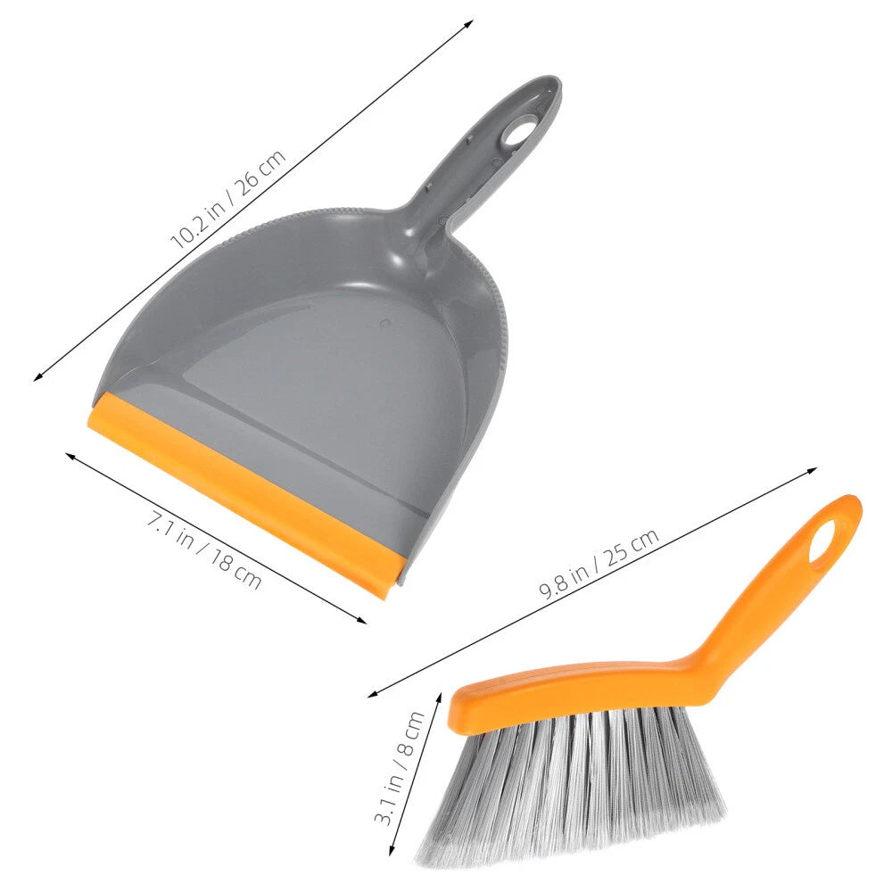 2 Sets Desktop Cleaning Broom Child and Dust Pan Convenient Mini Dustpan