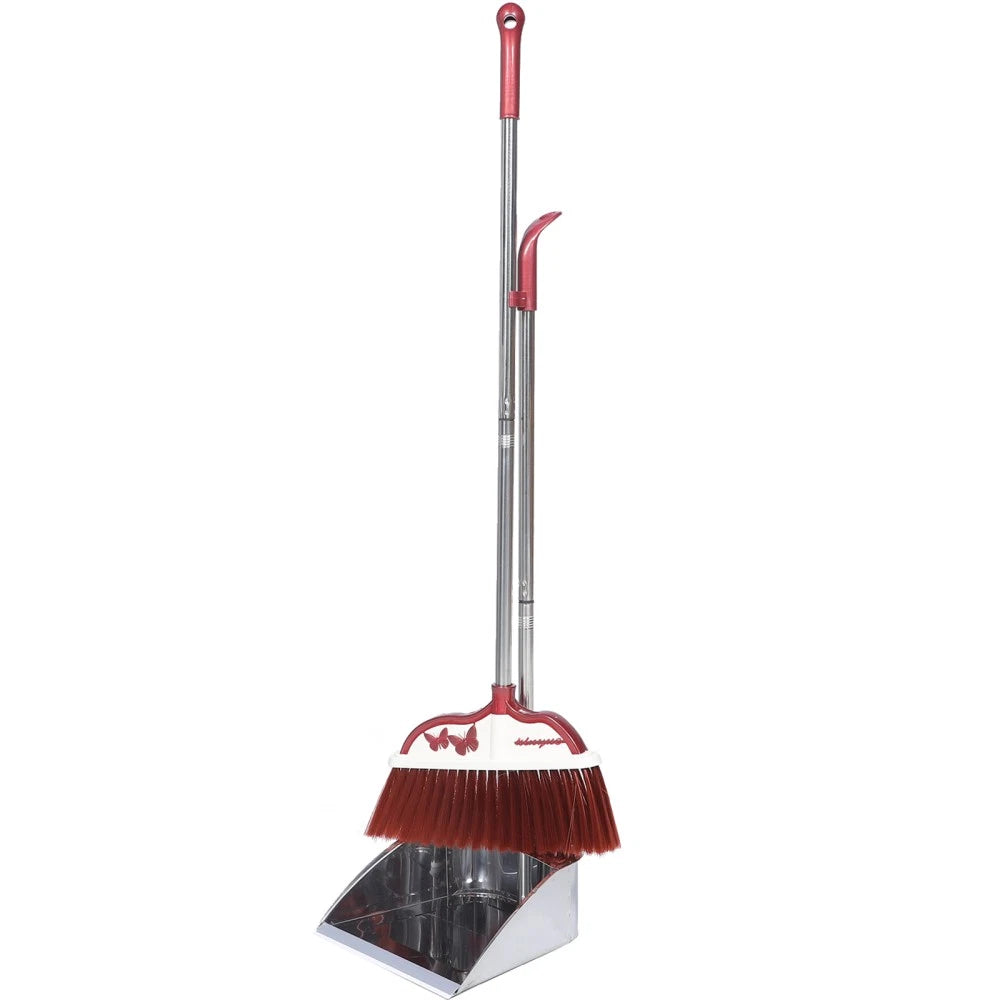 2 Sets Stainless Steel Broom Dustpan and Standing Office Home Household