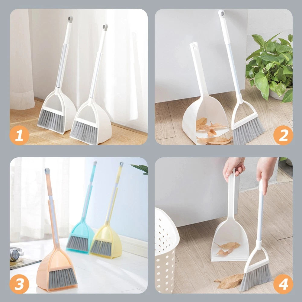 4 Pcs Small Broom and Dustpan Set Child Cleaning Supplies for Kids