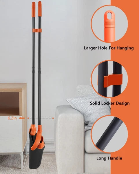 Broom and Dustpan Set for Home, Long Handle Broom with Dustpan Combo Set Dustpan