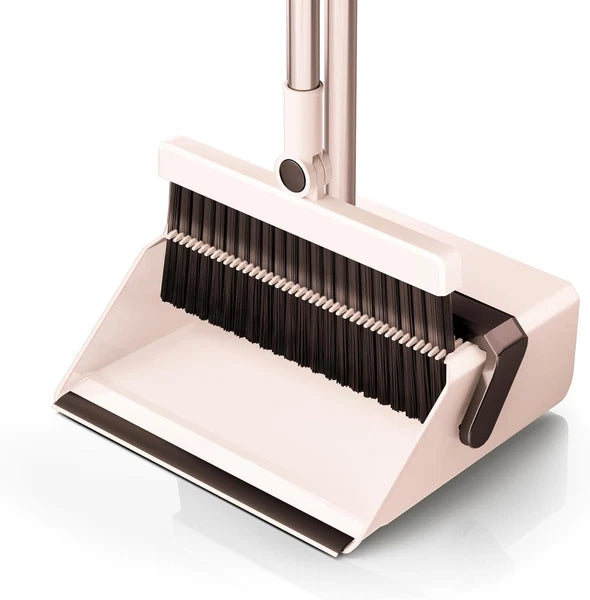 Broom with Dustpan Combo Set,Uoeos One-Sweep Clean,Pet Hair Removal Broom with S