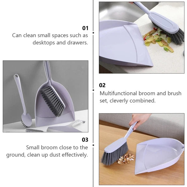 3 PCS Broom Dustpan Child Small Cleaning Brush for Desk Mini Hand Brushes