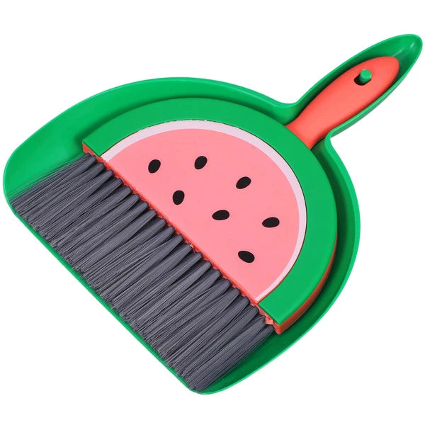 2 Sets Mini Dustpan and Broom Set with Fruit Motif, Small Broom and-