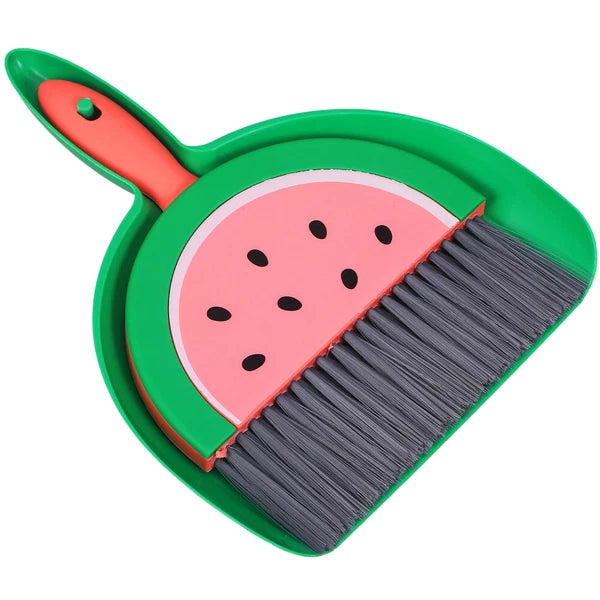 2 Sets Mini Dustpan and Broom Set with Fruit Motif, Small Broom and-