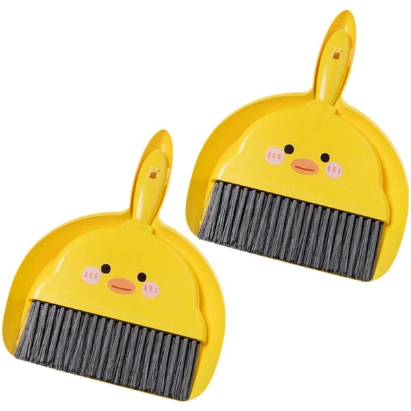 2 Sets Mini Broom Kids Sweeping Brush Toy Desktop Pupils Small Dust Pan