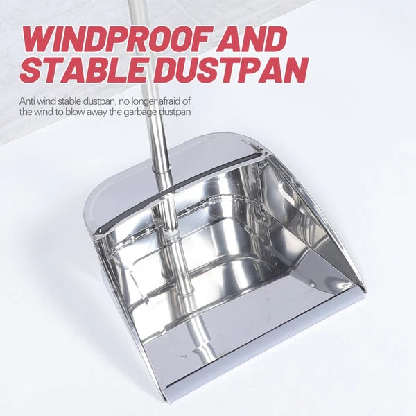 2 Sets Stainless Steel Broom Dustpan Office Brooms with Dustpans