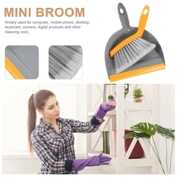2 Sets Desktop Cleaning Broom Child and Dust Pan Convenient Mini Dustpan