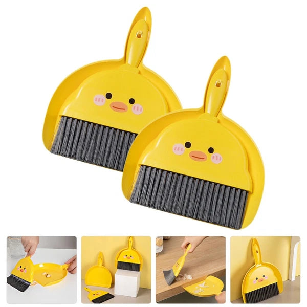 2 Sets Mini Broom Kids Sweeping Brush Toy Desktop Pupils Small Dust Pan