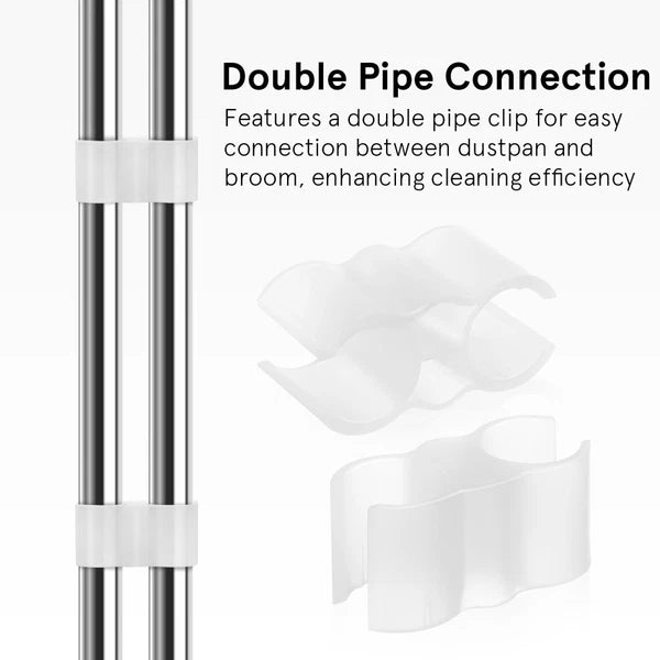 2pcs Double Pipe Clip Dustpan-Broom Coupling Clip Cleaning Set Connector