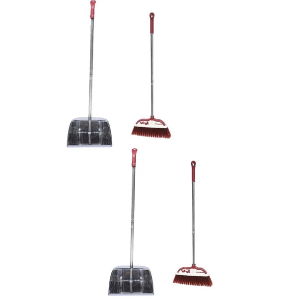 2 Sets Stainless Steel Broom Dustpan and Standing Office Home Household
