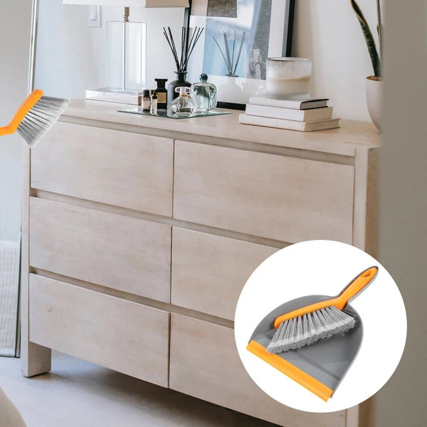 2 Sets Desktop Cleaning Broom Child and Dust Pan Convenient Mini Dustpan