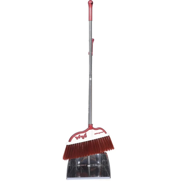 2 Sets Stainless Steel Broom Dustpan and Standing Office Sweeper