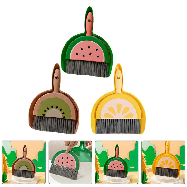3 Sets Fruit Mini Broom Office Countertop Household Brush Tool Dustpan and