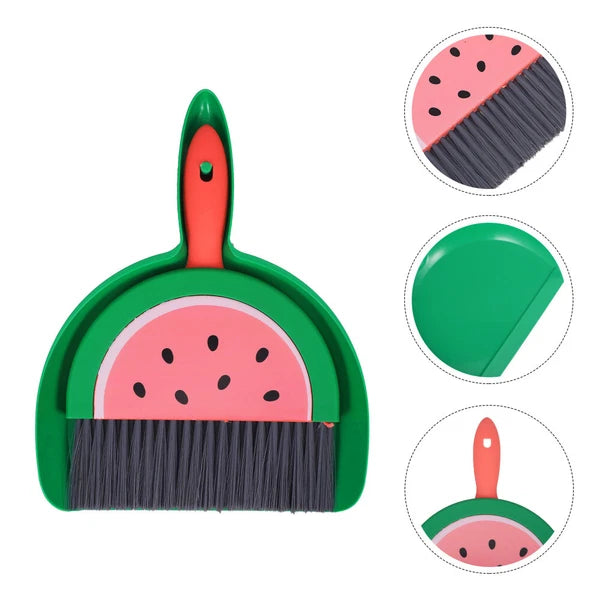 2 Sets Mini Dustpan and Broom Set with Fruit Motif, Small Broom and-