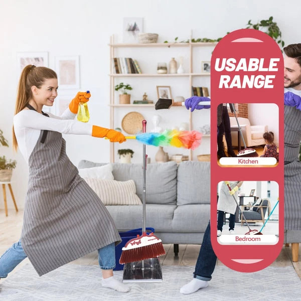 2 Sets Stainless Steel Broom Dustpan Office Brooms with Dustpans