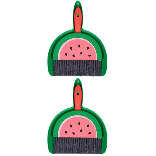 2 Sets Mini Dustpan and Broom Set with Fruit Motif, Small Broom and-
