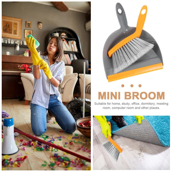 2 Sets Desktop Cleaning Broom Child and Dust Pan Convenient Mini Dustpan