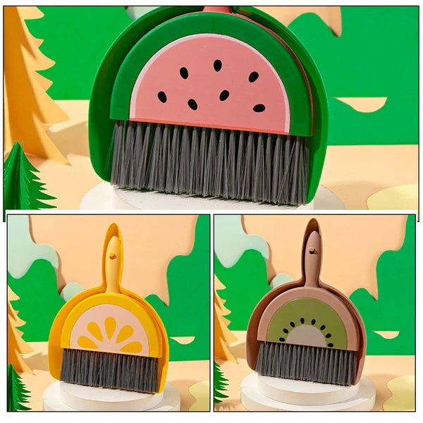 3 Sets Fruit Mini Broom Office Countertop Household Brush Tool Dustpan and
