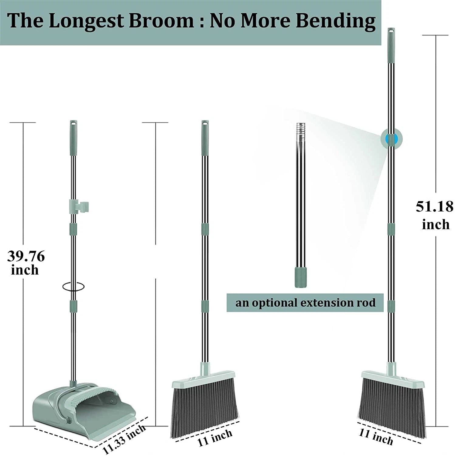 Upgrade Broom and Dustpan Set, Large Size and Stiff Broom Dustpan Long Handle