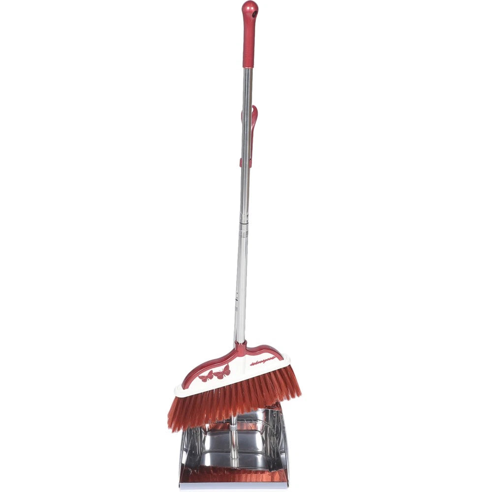 2 Sets Stainless Steel Broom Dustpan Office Brooms with Dustpans