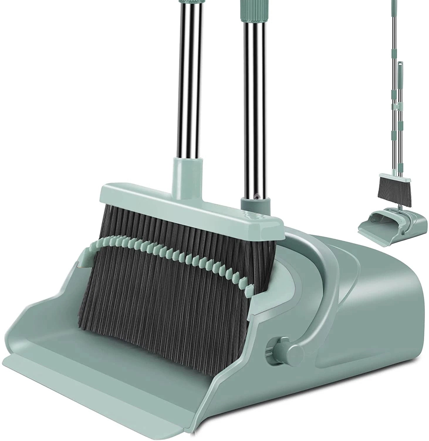Upgrade Broom and Dustpan Set, Large Size and Stiff Broom Dustpan Long Handle