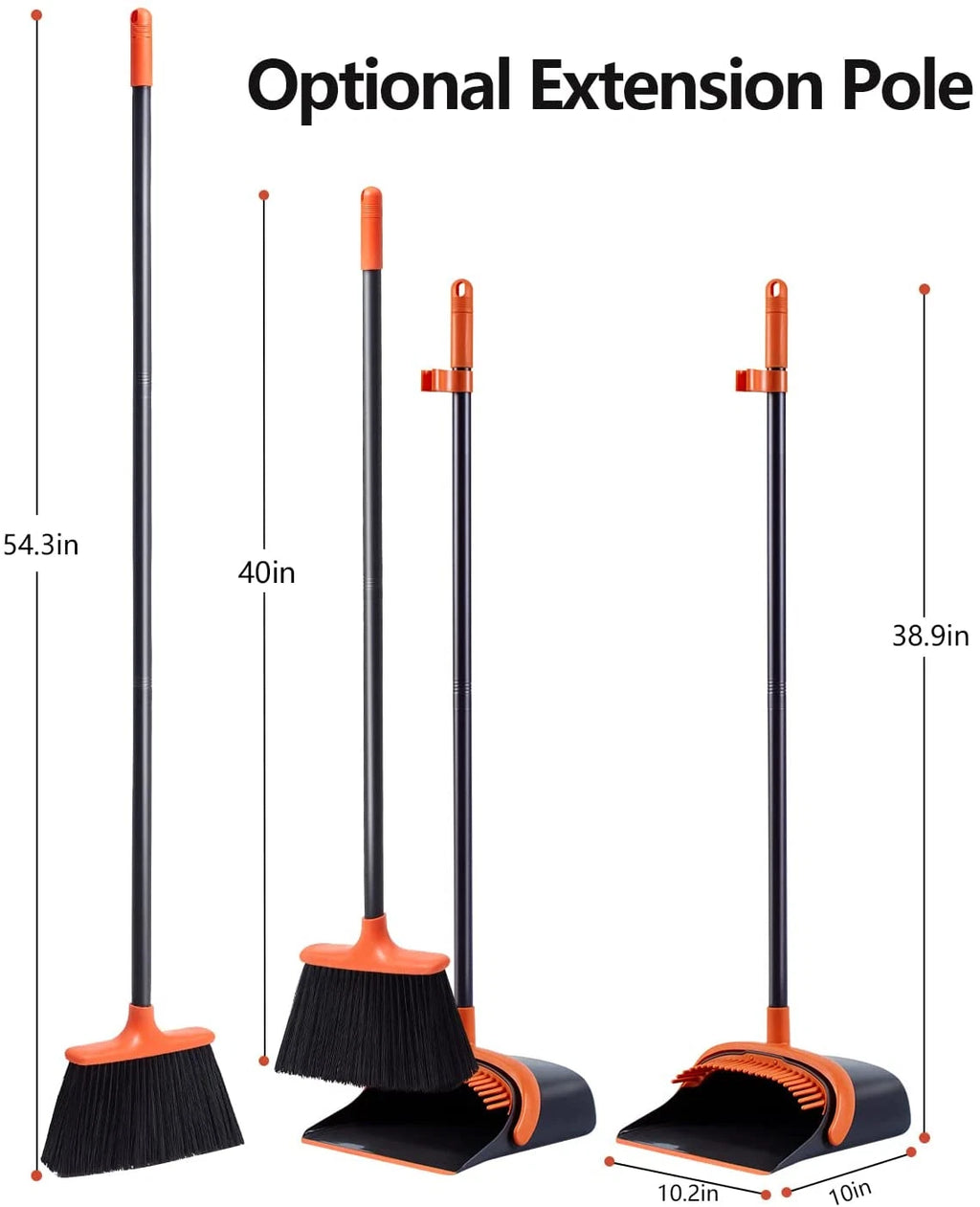 Broom and Dustpan Set for Home, Long Handle Broom with Dustpan Combo Set Dustpan