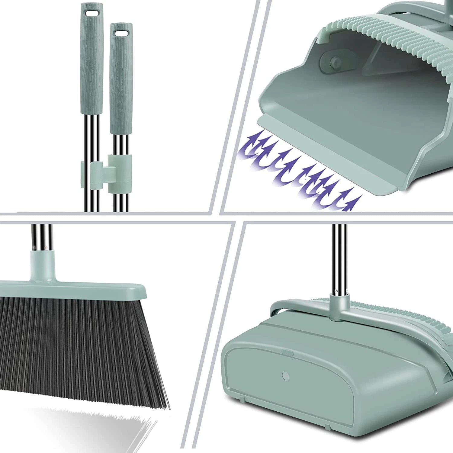 Upgrade Broom and Dustpan Set, Large Size and Stiff Broom Dustpan Long Handle