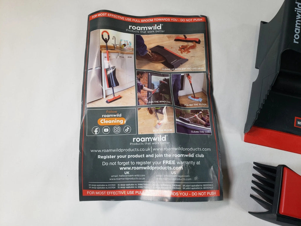 Roamwild Multi-Cleaner Rubber Pull Broom & Dustpan Combo Set for Wet & Dry Mess