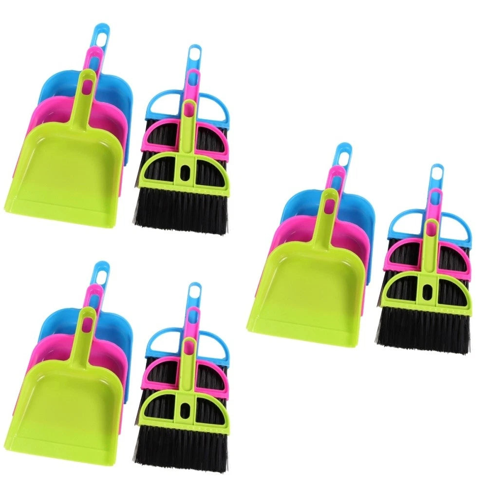 18 Sets Mini Broom and Dustpan Dust Remover Plastic Miniature Keyboard Sweeping