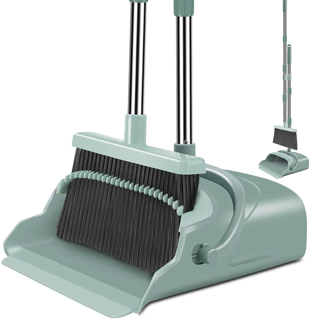 Upgrade Broom and Dustpan Set, Large Size and Stiff Broom Dustpan Long Handle