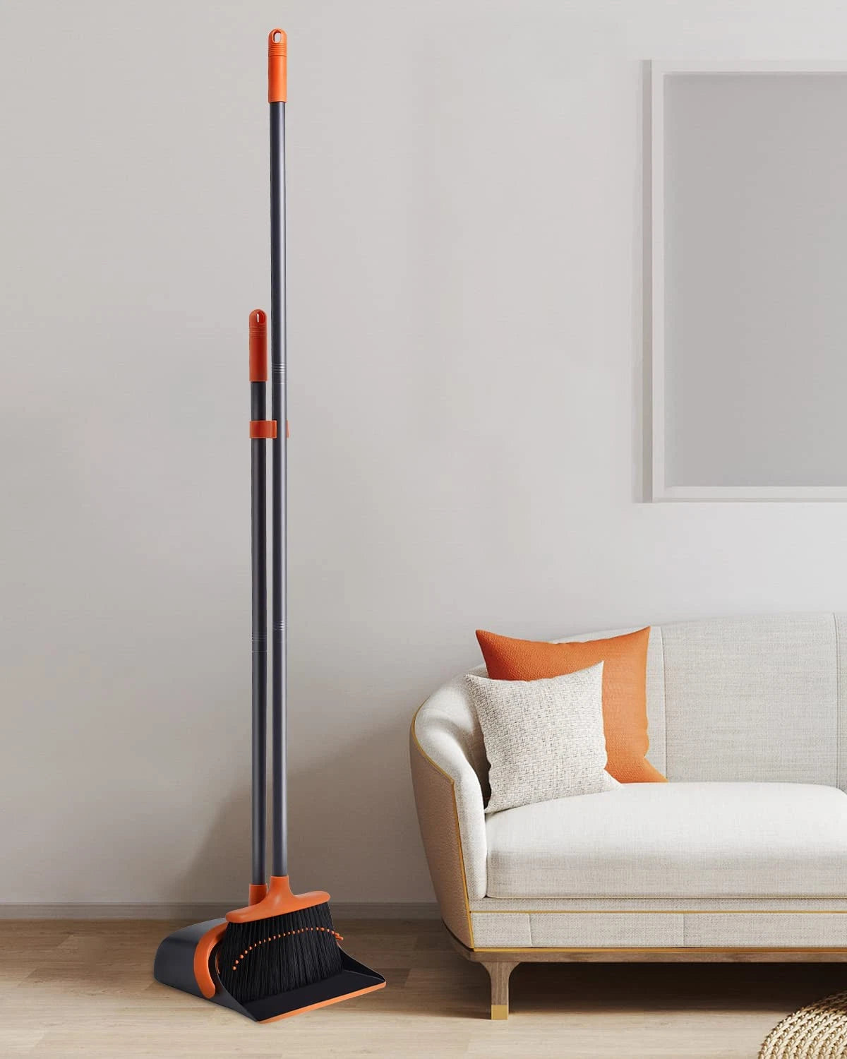Broom and Dustpan Set for Home, Long Handle Broom with Dustpan Combo Set Dustpan