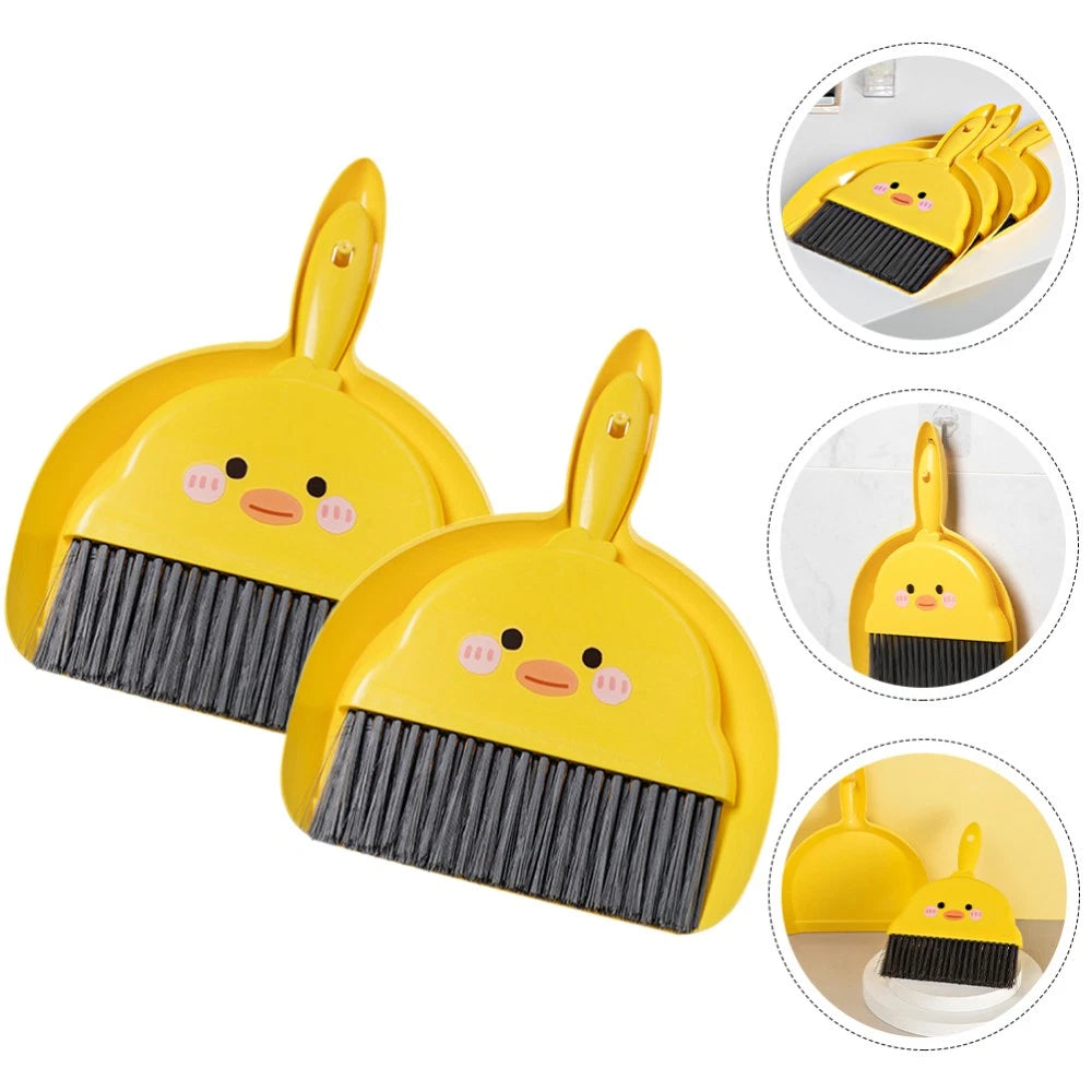 2 Sets Mini Broom Kids Sweeping Brush Toy Desktop Pupils Small Dust Pan