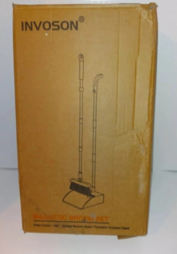 INVOSON Telescopic Broom & Dustpan Set Cleans with Adjustable