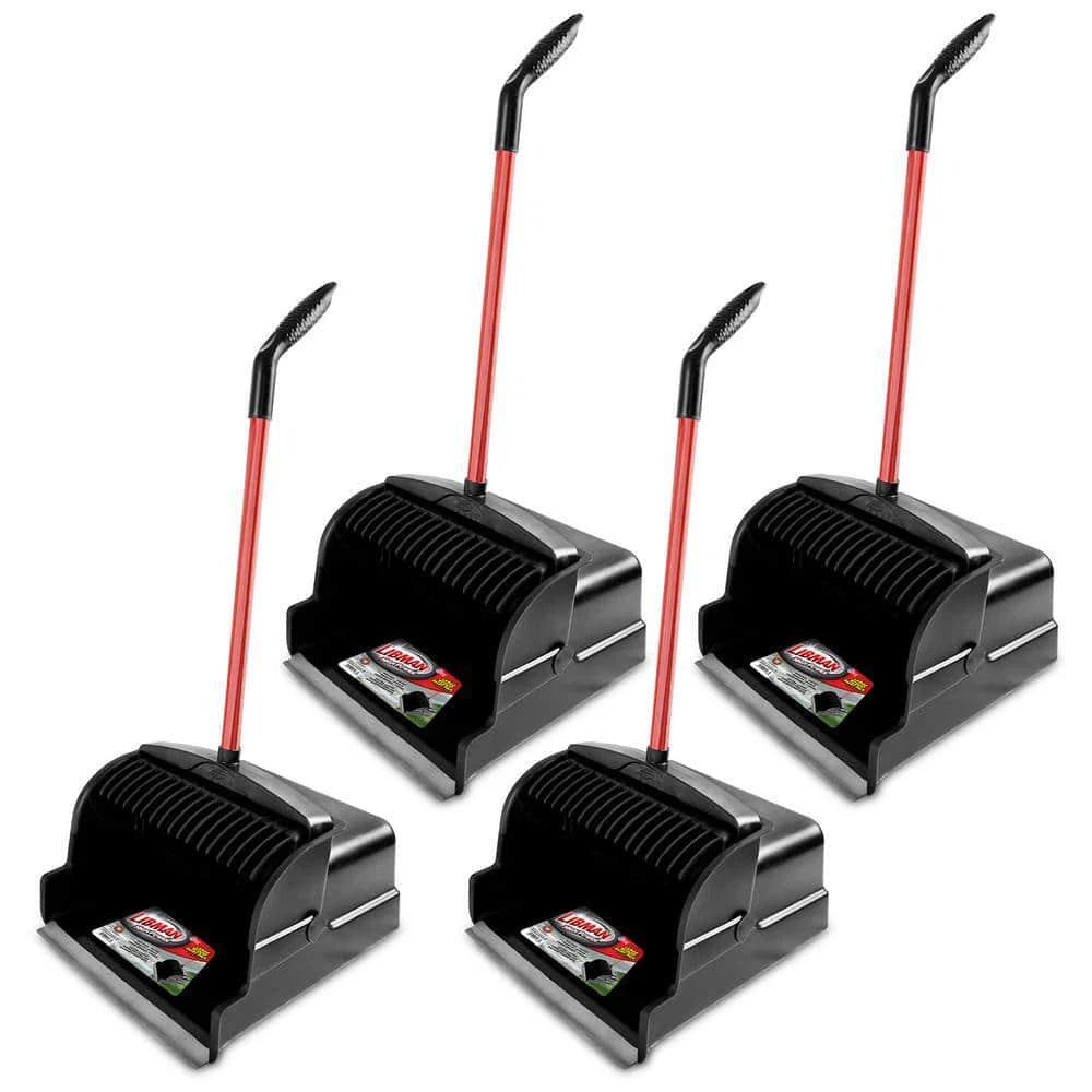Libman Upright Dust Pans 16" Large Scoop Red/Black w/ Built-in Teeth (4-Pack)