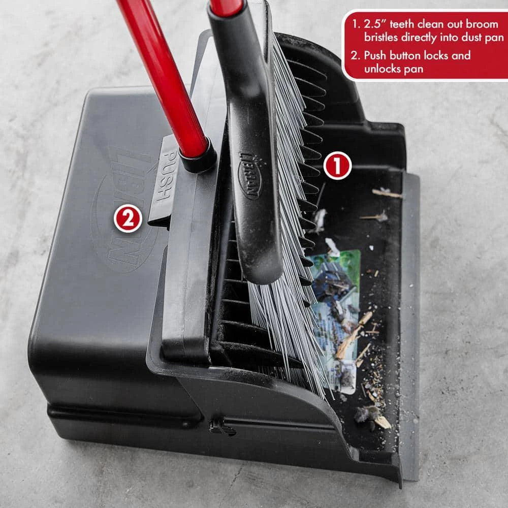 Libman Upright Dust Pans 16" Large Scoop Red/Black w/ Built-in Teeth (4-Pack)