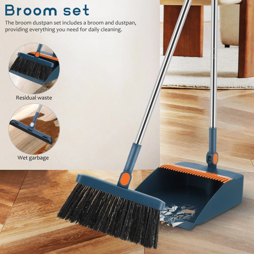 Folding Broom Set Office Cleaning Tools Smaller With Dustpan-
