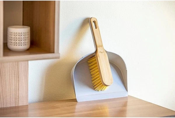 Vigar Zeroline Mini Bamboo Broom with Dustpan Combo Set, Small Dust Pan and...