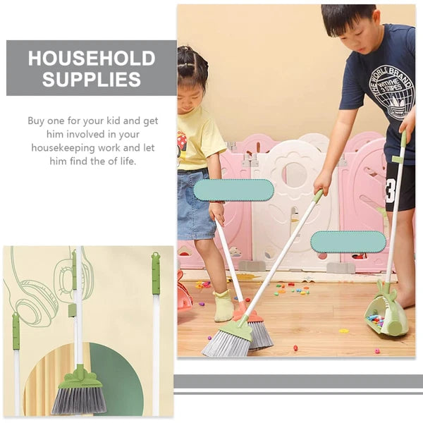 Children's Broom Set Kids Sweeping Brush Toy and Dustpan Toddler for