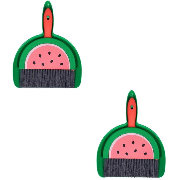 2 Sets Mini Dustpan and Broom Set with Fruit Motif, Small Broom and-