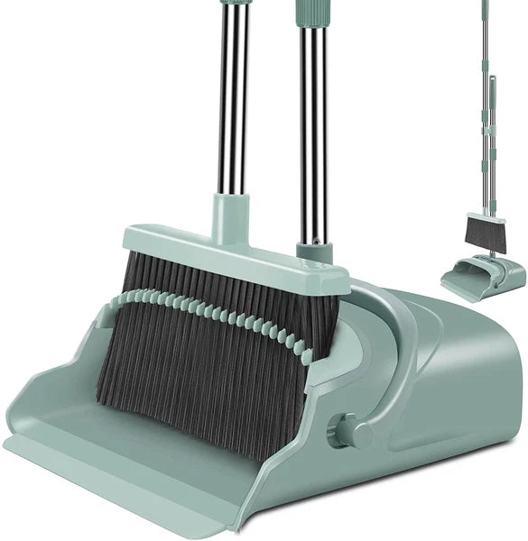Upgrade Broom and Dustpan Set, Large Size and Stiff Broom Dustpan Long Handle