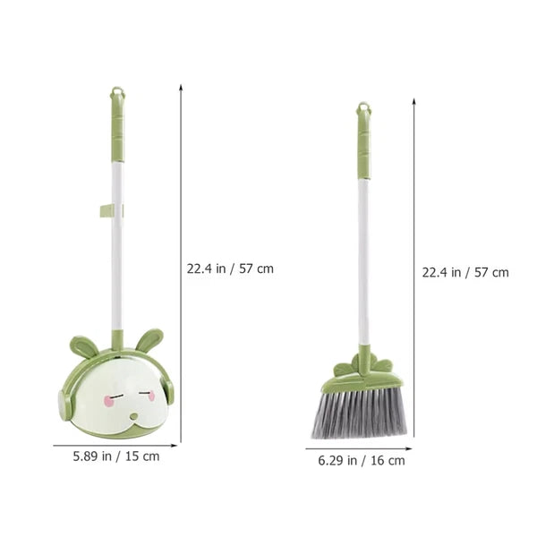 Children's Broom Set Kids Sweeping Brush Toy and Dustpan Toddler for